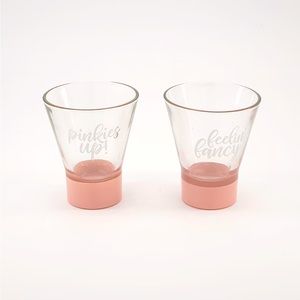 NIB TMD Holdings Set of 2 Blush Pink Dipped Stemless Martini Glasses